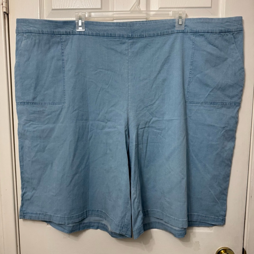 Bridge Hampton Shorts Chambray Blue Denim Bermuda Women Plus Size 5X Pullon Jean